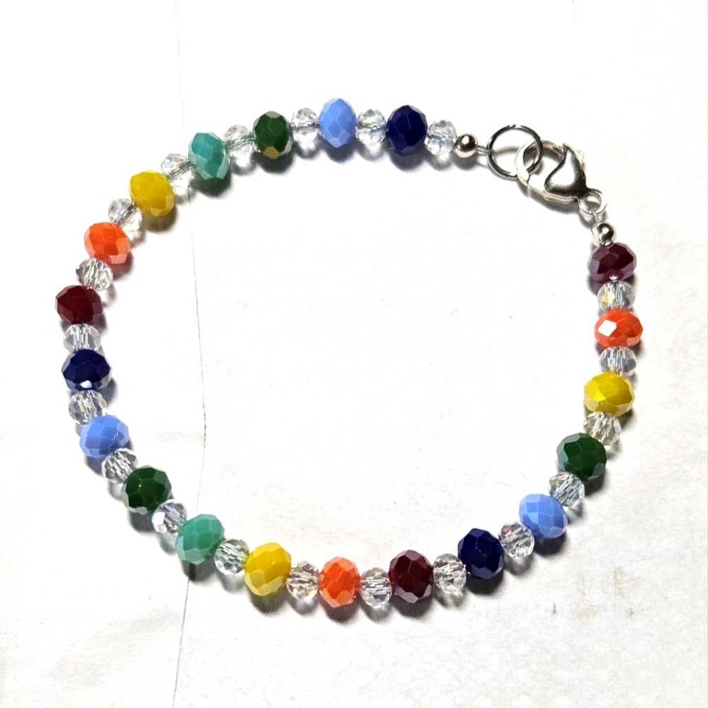 Hand Crafted Rainbow Glass Bead Bracelet